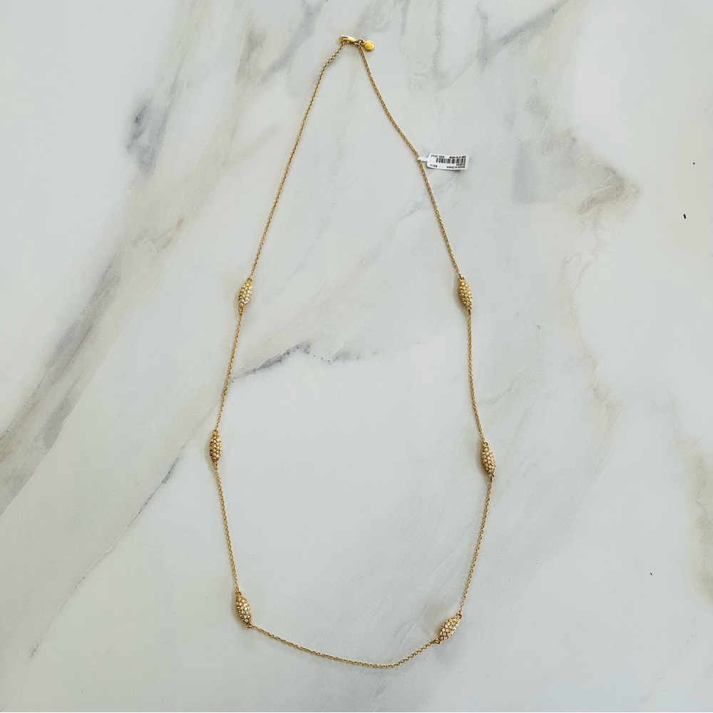 💚 NWT💚 J.CREW Gold Elongated Oval Rhinestone Necklace